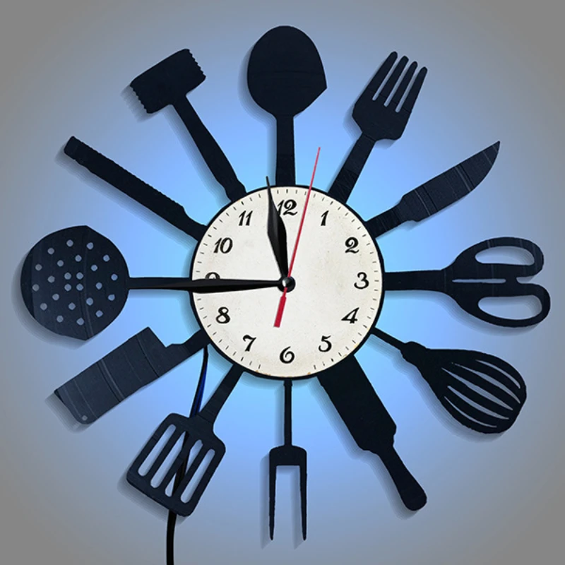 Lighting Home Decor Wall Clocks - Küche Dekorative Geschirr Schallplatte Wanduhr Hause