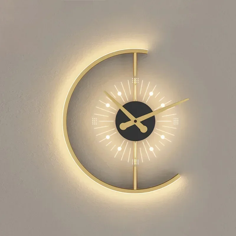 Lighting Home Decor Wall Clocks - Moderne LED-Wandleuchte mit Uhr für Schlafzimmer,