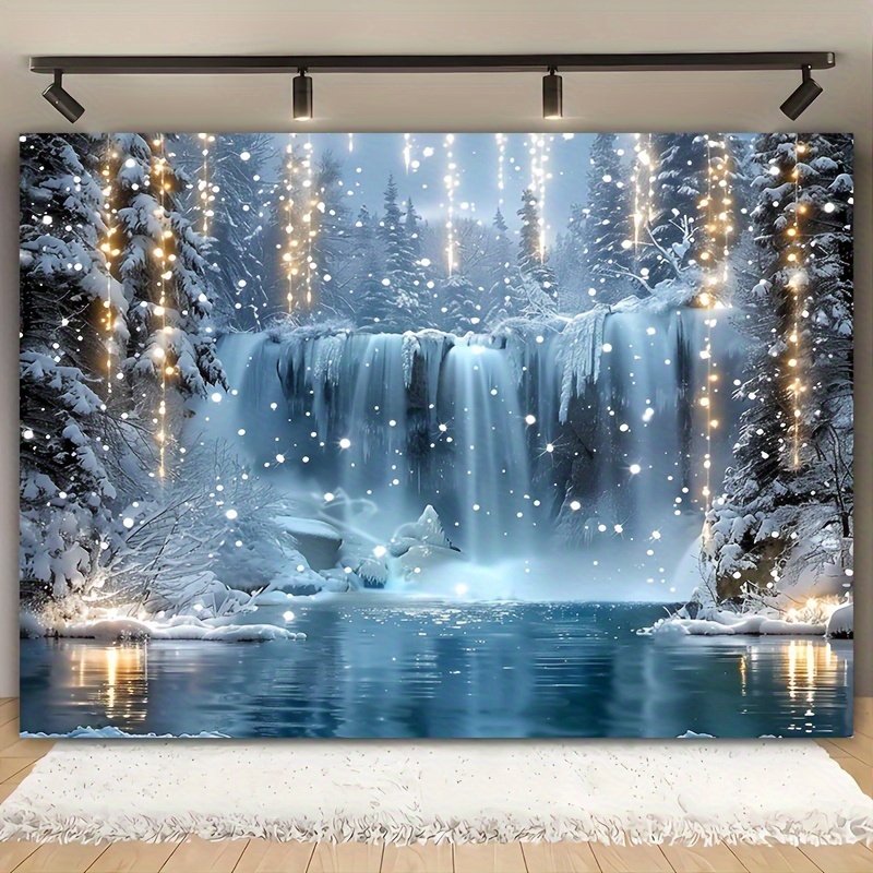 Elements Lighting Decor - Weihnachtsfantasie-Hintergrundstoff – Helle Wasserfälle und Paillettenlichter,