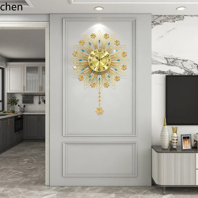 Lighting Home Decor Wall Clocks - TQH-i7.7 Europäische Luxus-Wanduhr im leichten Stil,