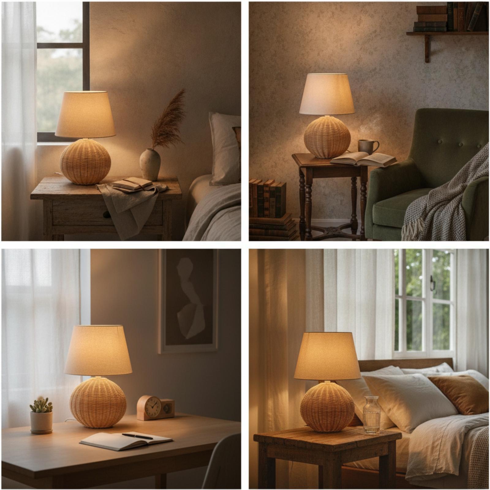 Nachttischlampe mit Rattanfuß  – Lighting Decor Living Room Bewertung und Preis