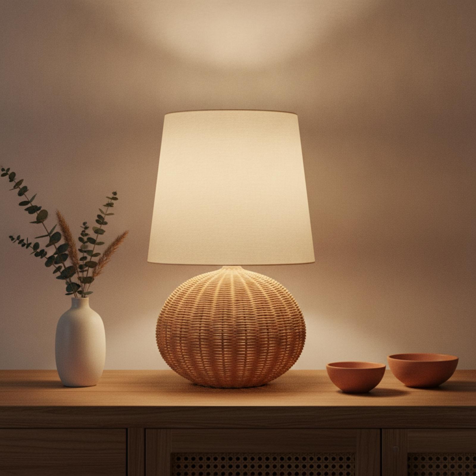 Nachttischlampe mit Rattanfuß  – Lighting Decor Living Room Bewertung und Preis