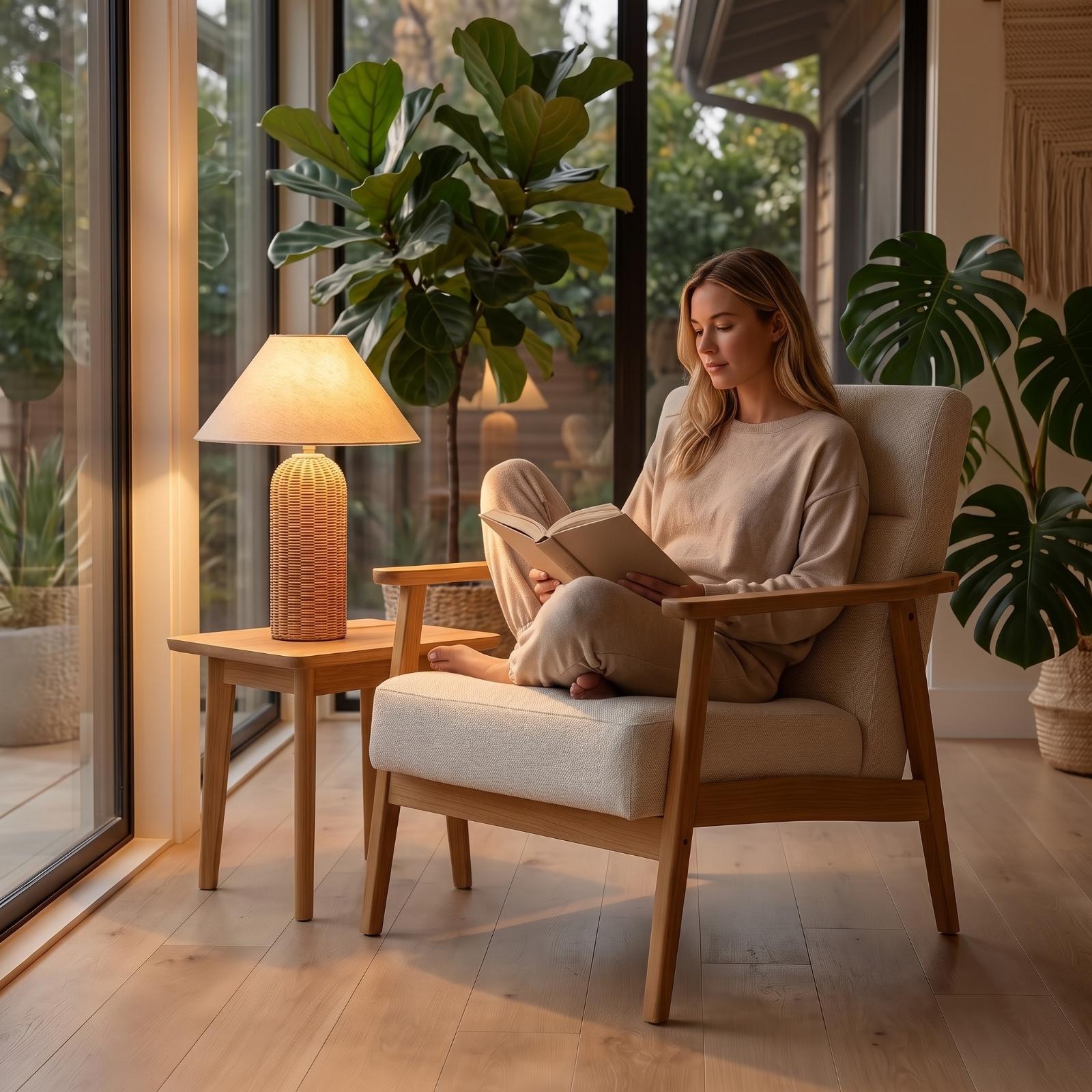 Nachttischlampe mit Rattanfuß  – Lighting Decor Living Room Bewertung und Preis