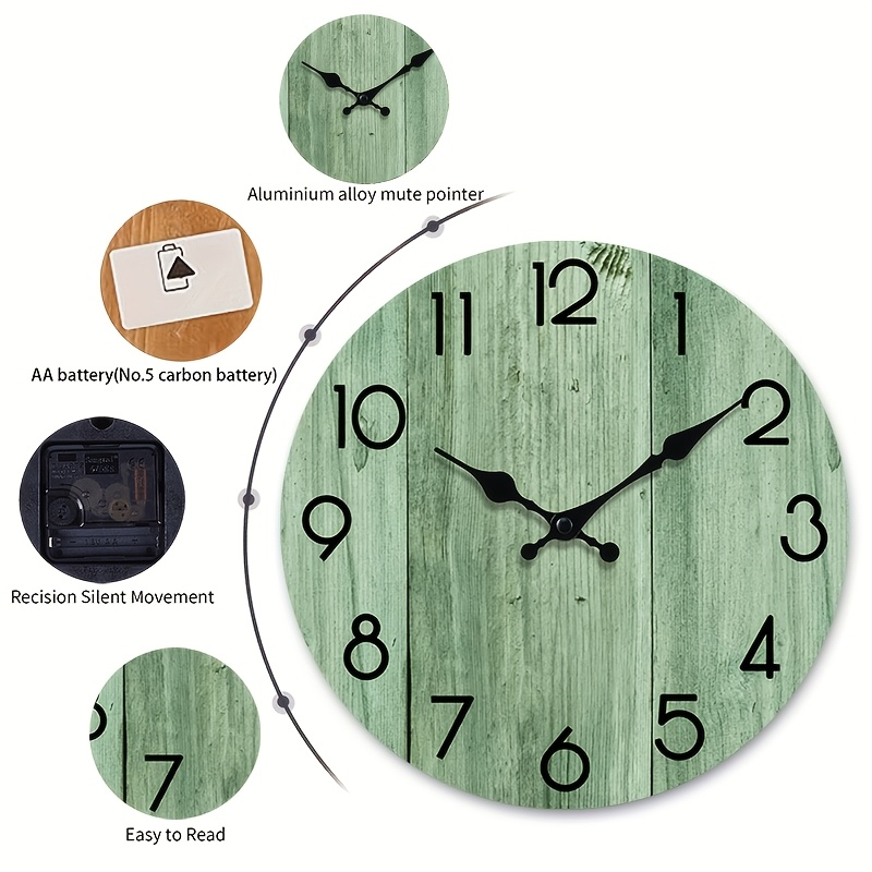 Eine runde Wanduhr mit hellgrü – Lighting Home Decor Wall Clocks Bewertung und Preis