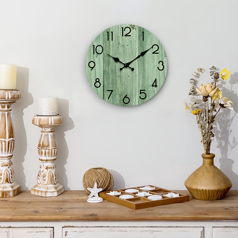 Eine runde Wanduhr mit hellgrü – Lighting Home Decor Wall Clocks Bewertung und Preis